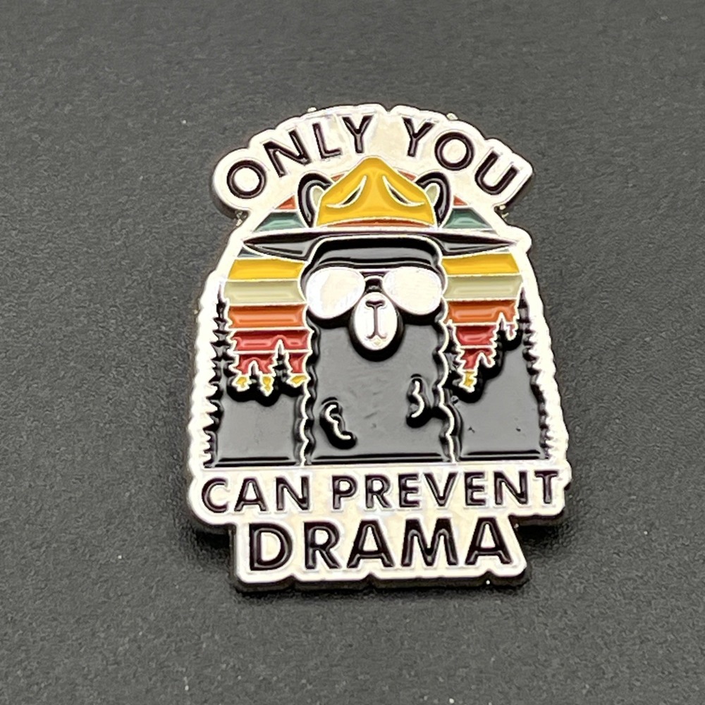 Only You Can Prevent Drama Smokey The Bear Llama Funny Novelty Lapel Hat Pin